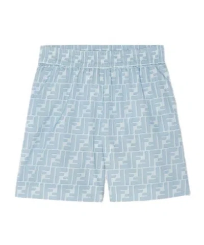 Fendi Patterned Swim Shorts In Blue
