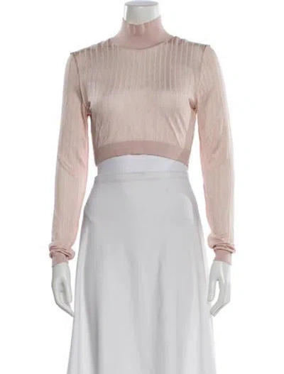 Pre-owned Fendi Patterned Turtleneck Crop Top In Pink