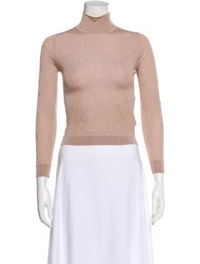 Pre-owned Fendi Patterned Turtleneck Top In Neutral