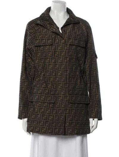 Pre-owned Fendi Patterned Utility Jacket In Brown