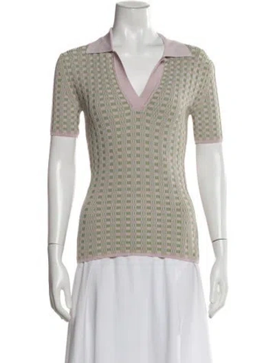Pre-owned Fendi Patterned V-neck Polo W/ Tags In Multi