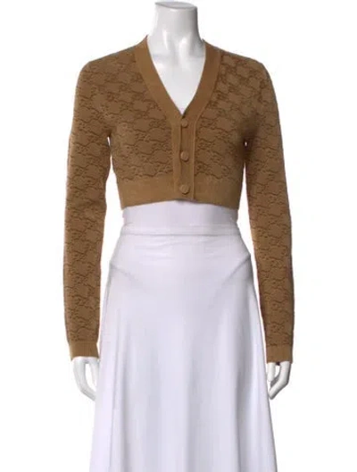 Pre-owned Fendi Patterned V-neck Sweater In Brown