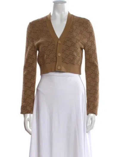 Pre-owned Fendi Patterned V-neck Sweater In Neutral