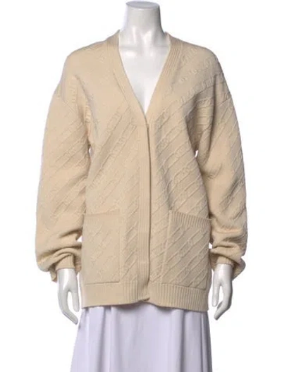 Pre-owned Fendi Patterned V-neck Sweater In Neutrals