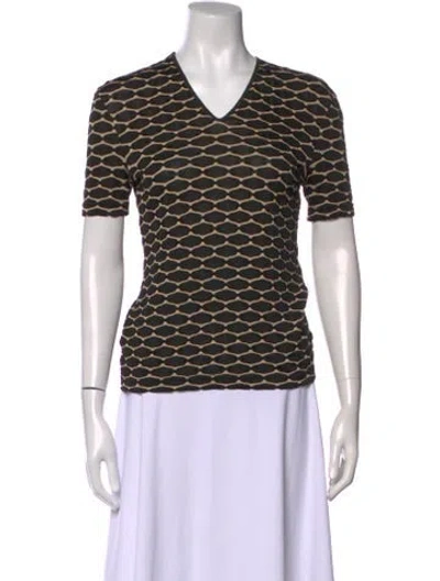 Pre-owned Fendi Patterned V-neck T-shirt In Black