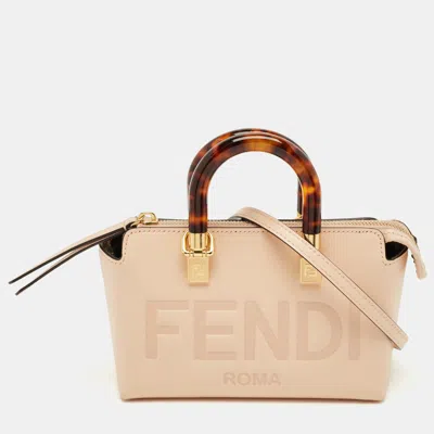 Pre-owned Fendi Peach Leather Mini By The Way Bag In Orange