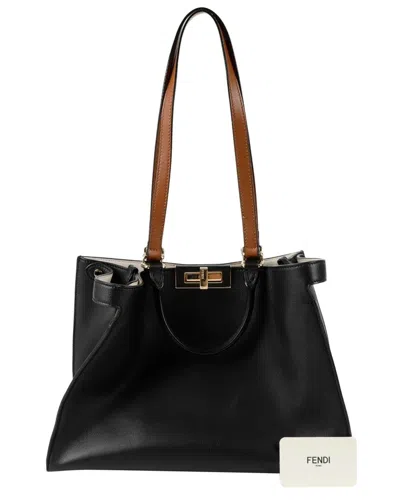 Fendi Peacock Small Tote Shoulder Bag (authentic Pre-loved) In Black