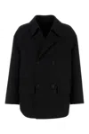 Fendi Double-breasted Wool Caban Coat In Black