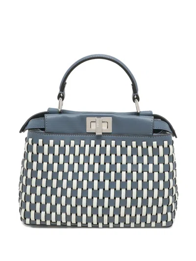 Pre-owned Fendi 2023 Mini Peekaboo Tote Bag In Blue