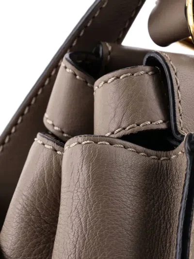 Pre-owned Fendi Peekaboo Bag Leather With Plexiglass Detail Regular Satchel In Neutral