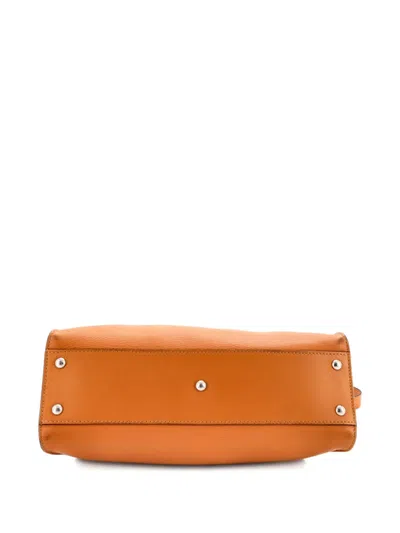 Pre-owned Fendi Peekaboo Bag Leather With Plexiglass Detail Regular Satchel In Orange