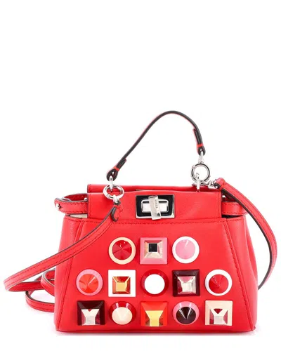 Fendi Peekaboo Bag Studded Leather Micro (authentic Pre-loved)