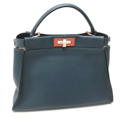 Pre-owned Fendi Peekaboo Blue Leather Handbag Shoulder Bag ()