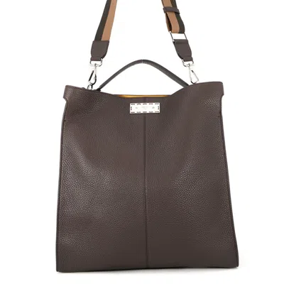 Pre-owned Fendi Peekaboo Brown Leather Handbag Shoulder Bag Tote Bag ()