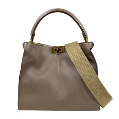 Pre-owned Fendi Peekaboo Brown Leather Shoulder Bag ()