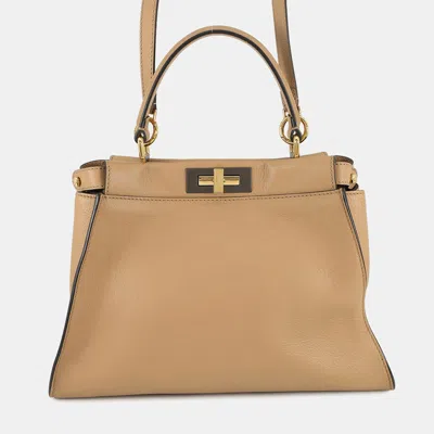 Pre-owned Fendi Peekaboo Brown Leather Size Regular