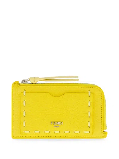 Fendi Peekaboo Card Case In Yellow