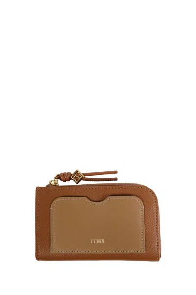 Fendi Peekaboo Card Case In Brown