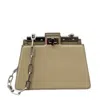 Fendi Peekaboo Chain-link Handle Bag In Beige