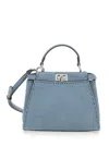 Fendi Mini Selleria Peekaboo Leather Shoulder Bag In Blue