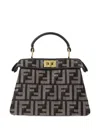 Fendi Peekaboo Denim Tote Bag In Black