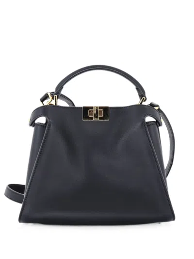 Pre-owned Fendi Peekaboo Essentially Bag Leather Satchel In Black