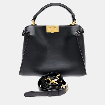 Pre-owned Fendi Peekaboo Essentially Mini (8bn302) In Black