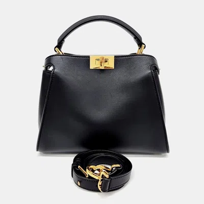 Pre-owned Fendi Peekaboo Essentially Mini (8bn302) In Black