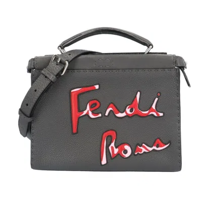 Fendi Peekaboo Grey Leather Shoulder Bag ()