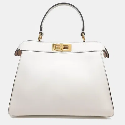 Pre-owned Fendi Peekaboo I See U Medium Bag In White