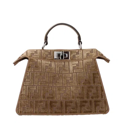 Fendi Handbags Peekaboo I See U Women's Velvet Brown/cappuccino