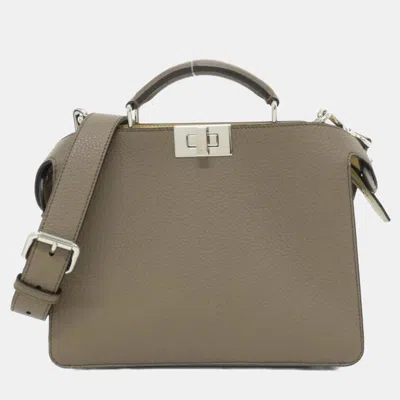 Pre-owned Fendi Peekaboo I See You Small Handbag In Gray