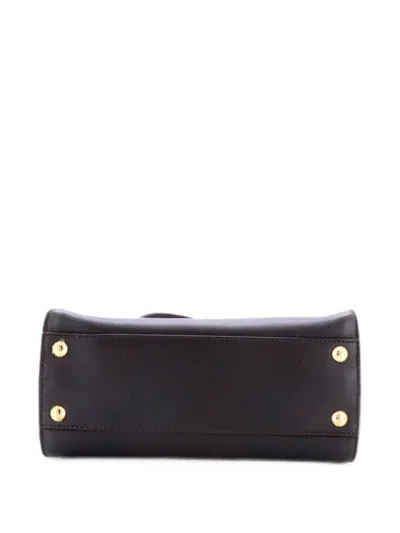 Pre-owned Fendi Peekaboo Iconic Bag Leather Mini Satchel In Brown