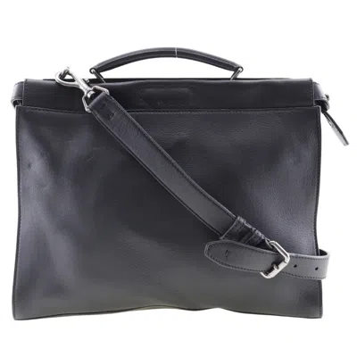 Pre-owned Fendi Peekaboo Iconic Fit Bag Leather Black Leather Briefcase Bag ()