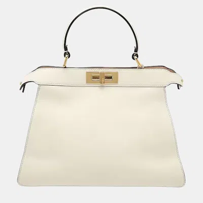 Pre-owned Fendi Peekaboo Icu Tote & Shoulder Bag Medium In White