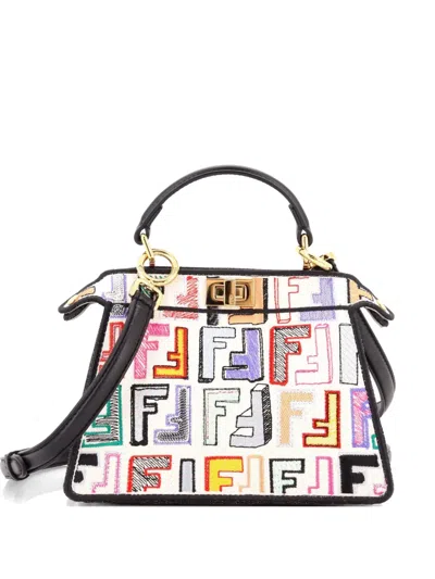 Pre-owned Fendi Peekaboo Iseeu Bag Embroidered Zucca Canvas Petite Satchel In Multi