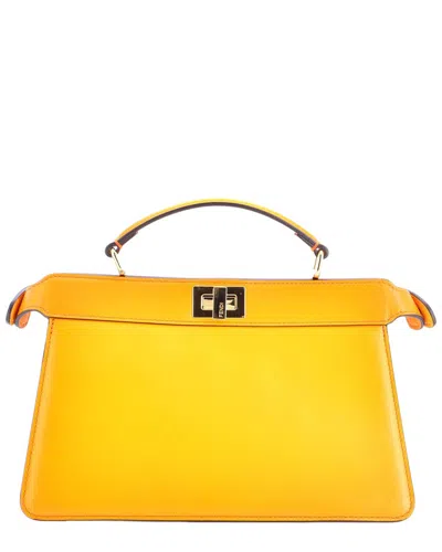 Fendi Peekaboo Iseeu Bag Leather East West (authentic Pre-loved) In Gold