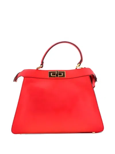 Pre-owned Fendi Peekaboo Iseeu Bag Leather Medium Satchel In Red