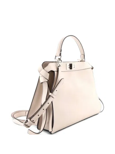 Pre-owned Fendi Peekaboo Iseeu Bag Leather Medium Satchel In White