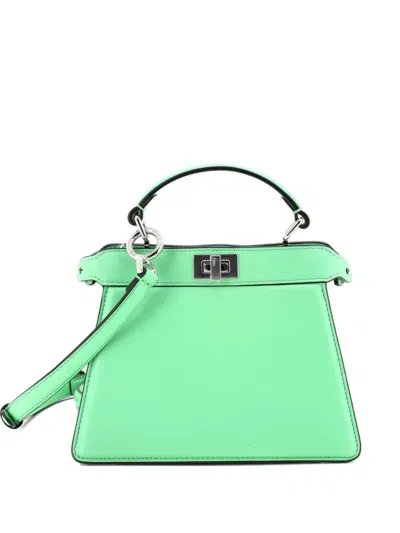 Pre-owned Fendi Peekaboo Iseeu Bag Leather Petite Crossbody Bag In Green