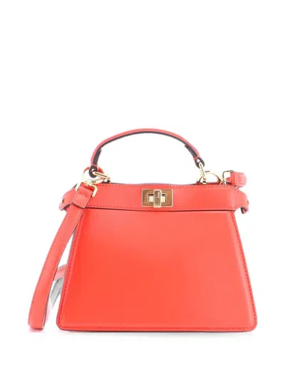 Pre-owned Fendi Peekaboo Iseeu Bag Leather Petite Crossbody Bag In Red