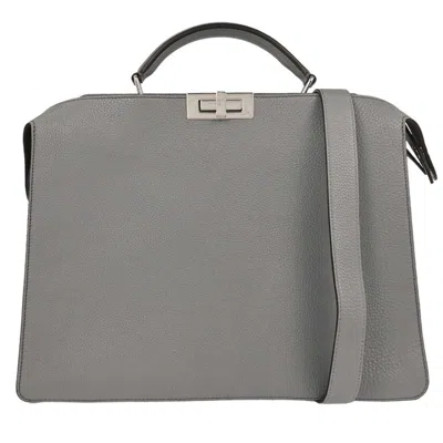 Pre-owned Fendi Peekaboo Iseeu Briefcase Leather Gray Leather Briefcase Bag ()