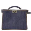 Fendi Peekaboo Iseeu  Mini Bag Denim-effect Fabric. In Blue