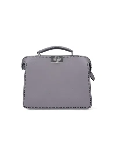 Fendi "peekaboo Iseeu" Mini Bag In Gray