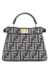 Fendi Peekaboo Petite Shoulder Bag Gold Hardware In Gray
