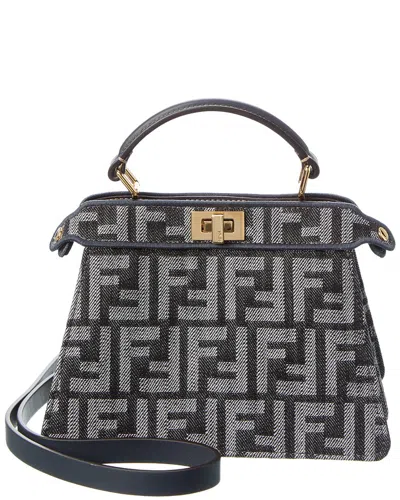 Fendi Peekaboo Iseeu Petite Ff Denim & Leather Tote In Pink