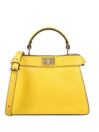 Fendi Peekaboo Iseeu Petite Leather Handbag In Yellow