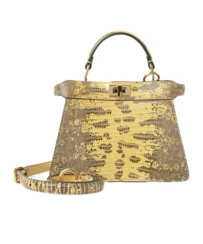 Fendi Peekaboo Iseeu Petite Light Yellow Lizard Leather Bag