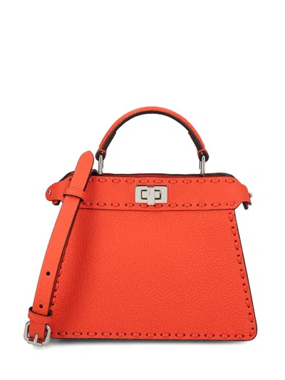 Fendi Red Selleria Bag With 306 Hand-sewn Topstitches