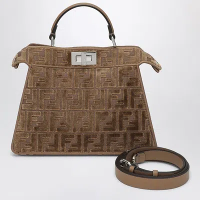 Fendi Peekaboo Iseeu Small Bag Cappuccino In Velvet